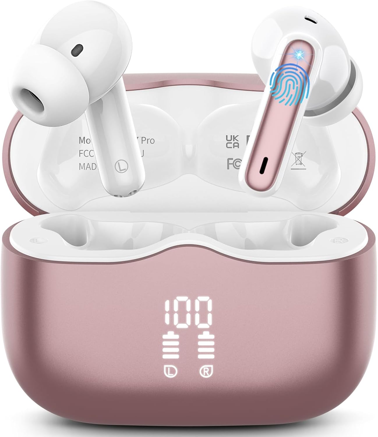Bluetooth In-Ear Kopfhoerer 5.4 Noise Cancelling 40 Std Akku LED Anzeige