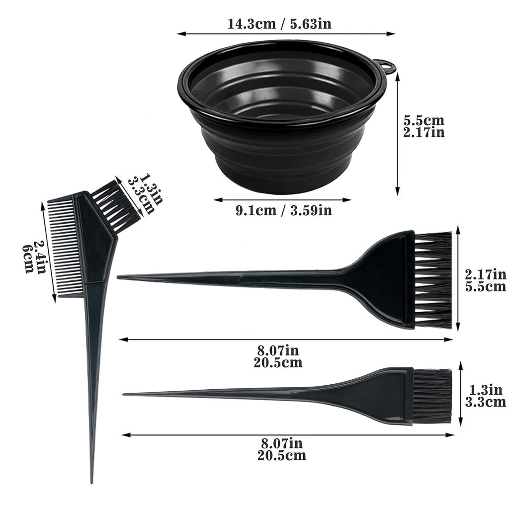 NEPAK Haarfaerbepinsel Set 24-teilig mit Schale und verschiedenen Pinseln