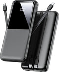 Powerbank 26800 mAh 22,5W USB-C Schnellladung 3 Anschluesse 2 Kabel Schwarz