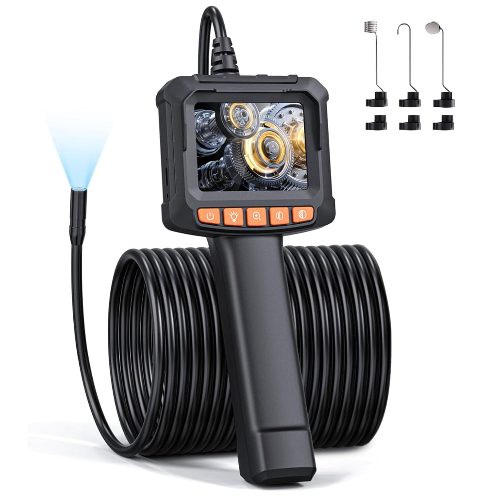 QIMIC Endoskopkamera 1080P mit 2,4" IPS Bildschirm 8 LEDs 2x Zoom 5m-15m