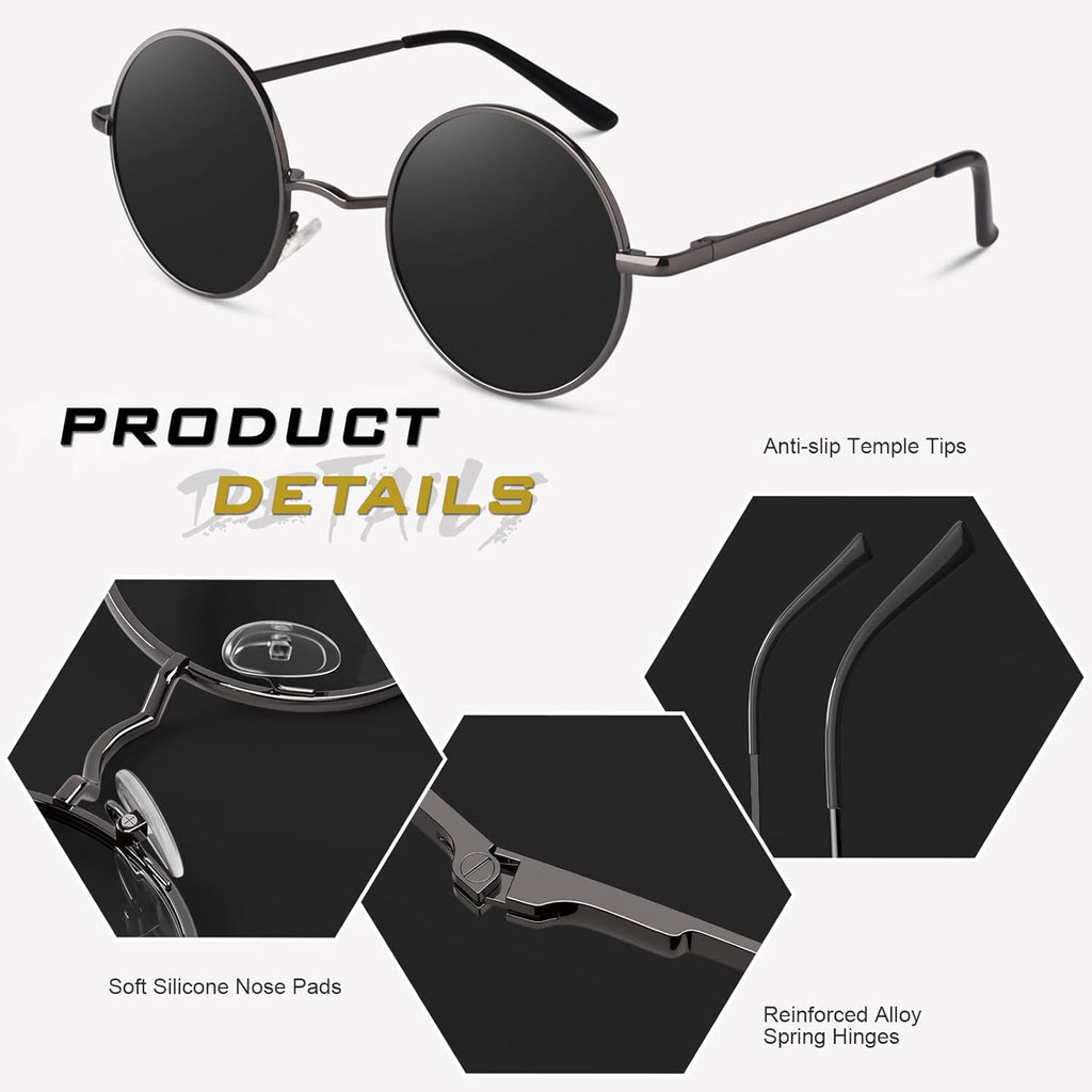 GQUEEN Polarisierte Retro Sonnenbrille rund UV400 Herren Damen MEZ1