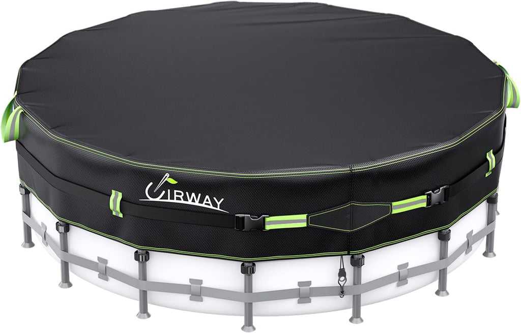 UIRWAY Poolabdeckung rund 366 cm 500D UV-Schutz Schwerlastplane 244cm-548cm
