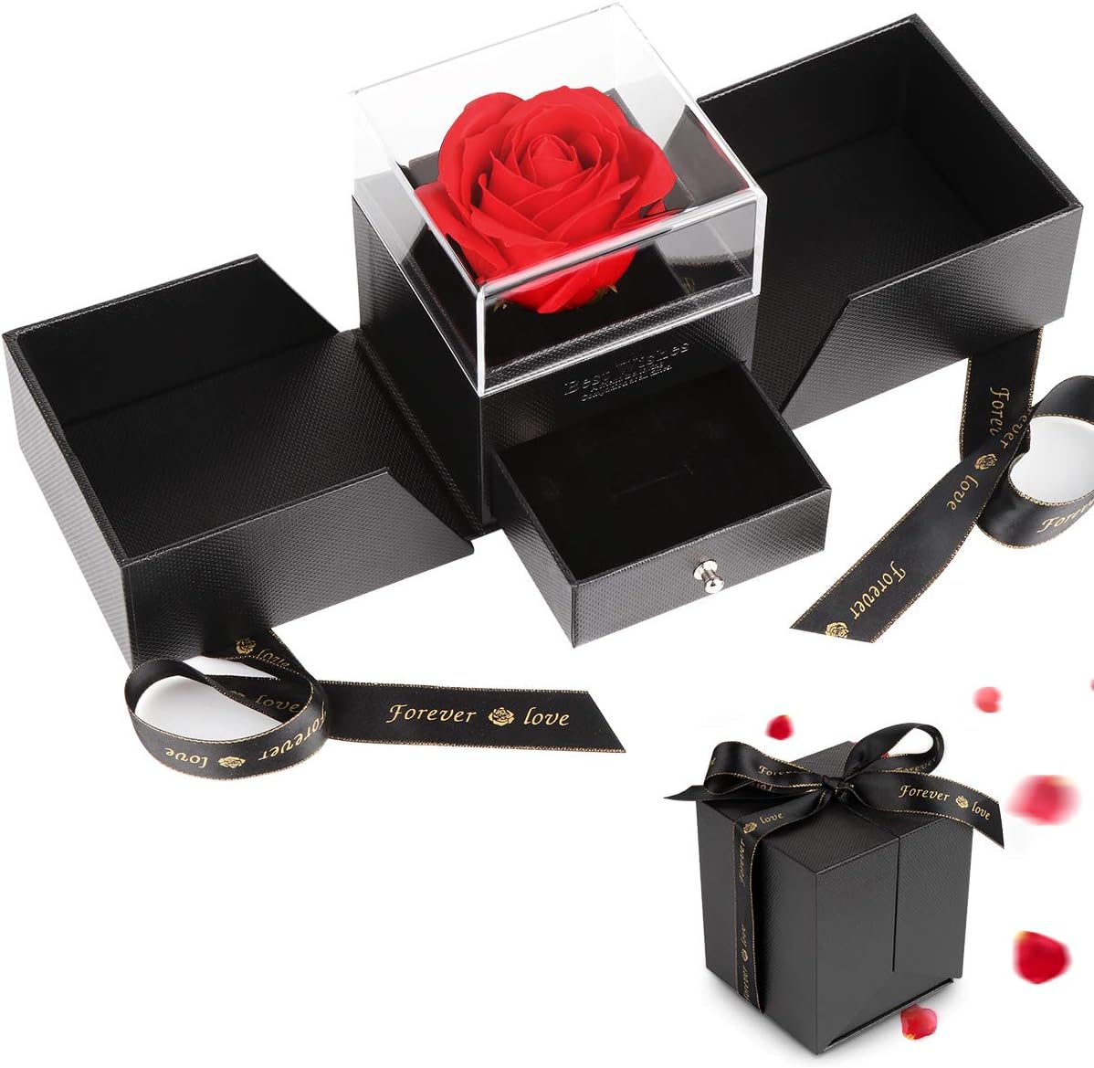 Infinity Rosenbox mit ewiger Rose Schmuckschatulle Geschenk fuer Frauen