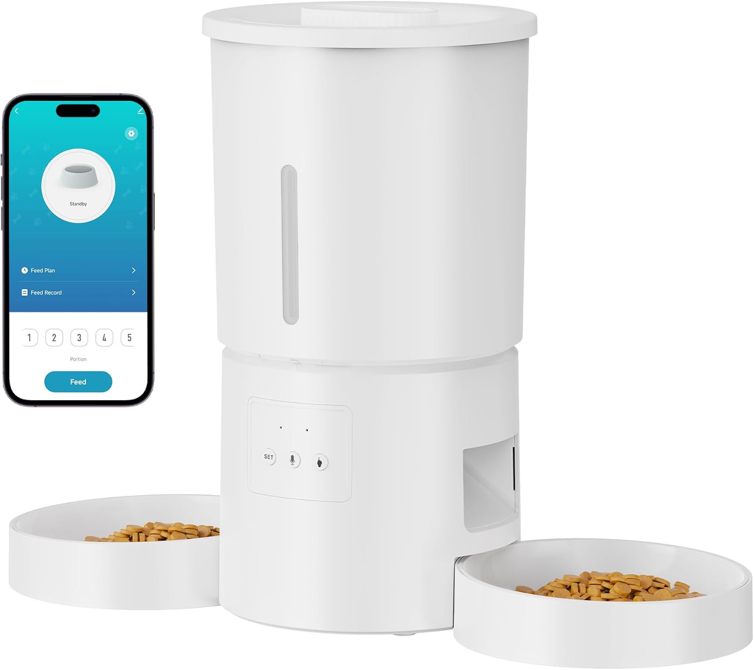 AONBOY Futterautomat 2 Naepfe mit WiFi Timer App Automatischer Futterspei