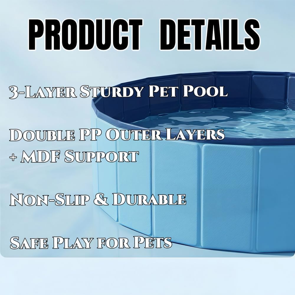 Hundepool faltbar 160x30 cm mit Ablaufloch rutschfest 3-lagig 100cm-160cm