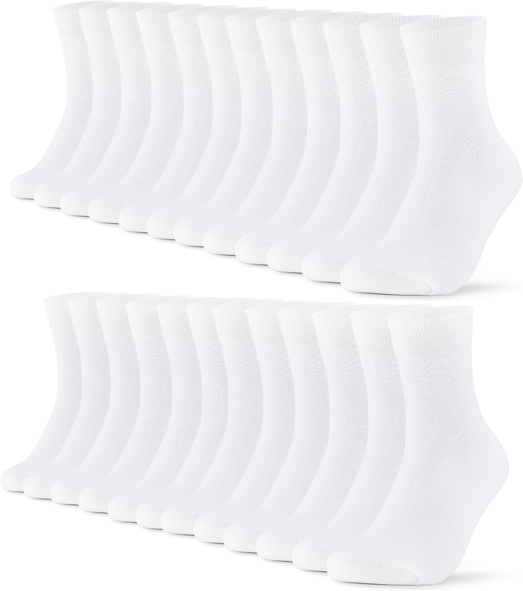 FALARY 12er Pack Herren Damen Baumwollsocken Sport Schwarz Weiss
