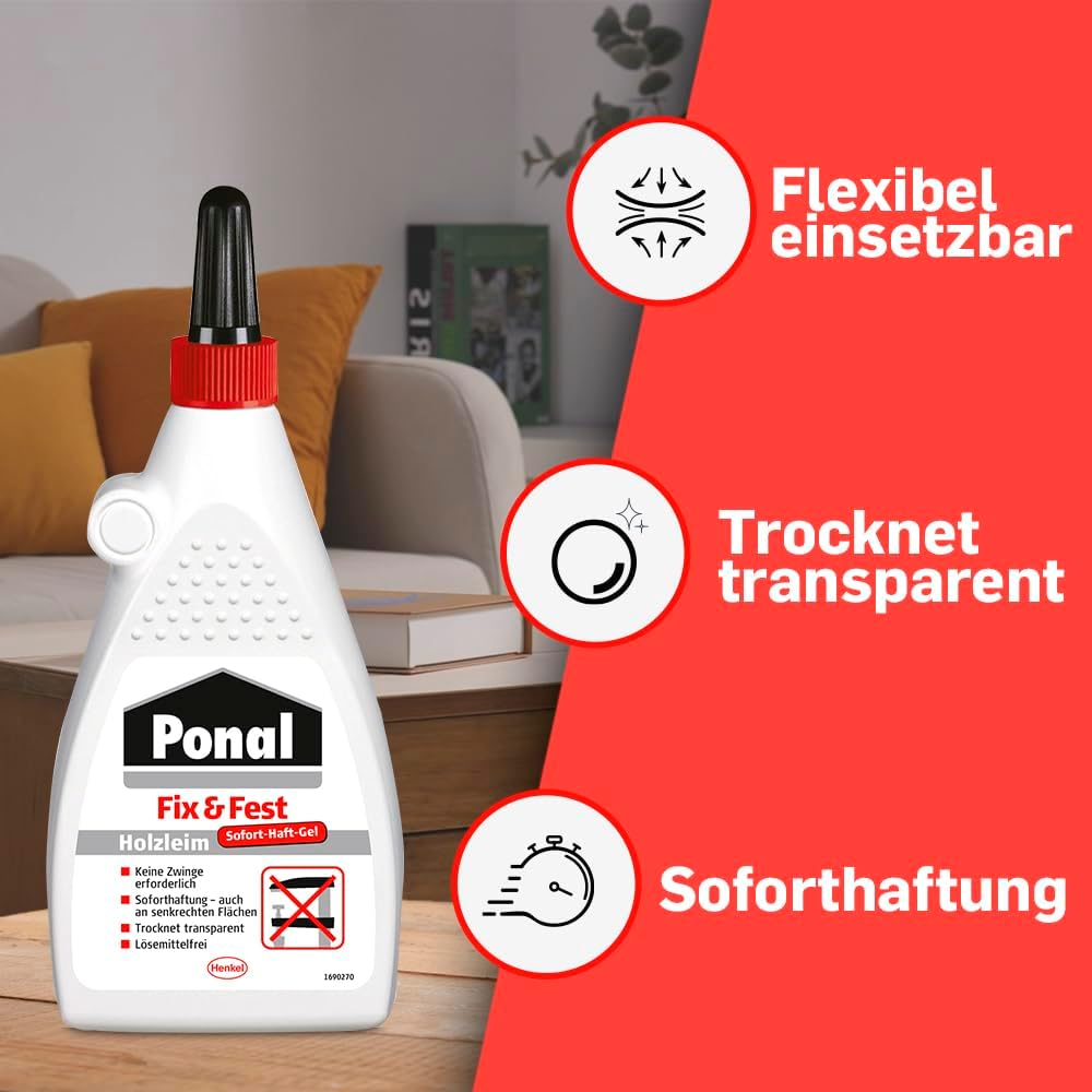 Fix & Fest Holzleim Gel transparent Holzkleber Innen