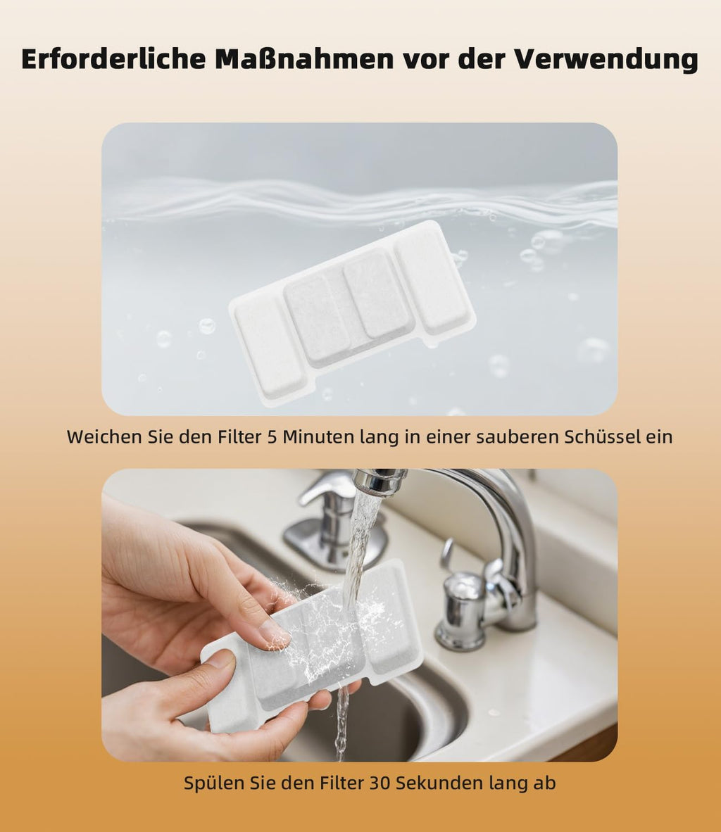 Katzenbrunnen Edelstahl mit Wasserstand, 3 Filter, leise, LED