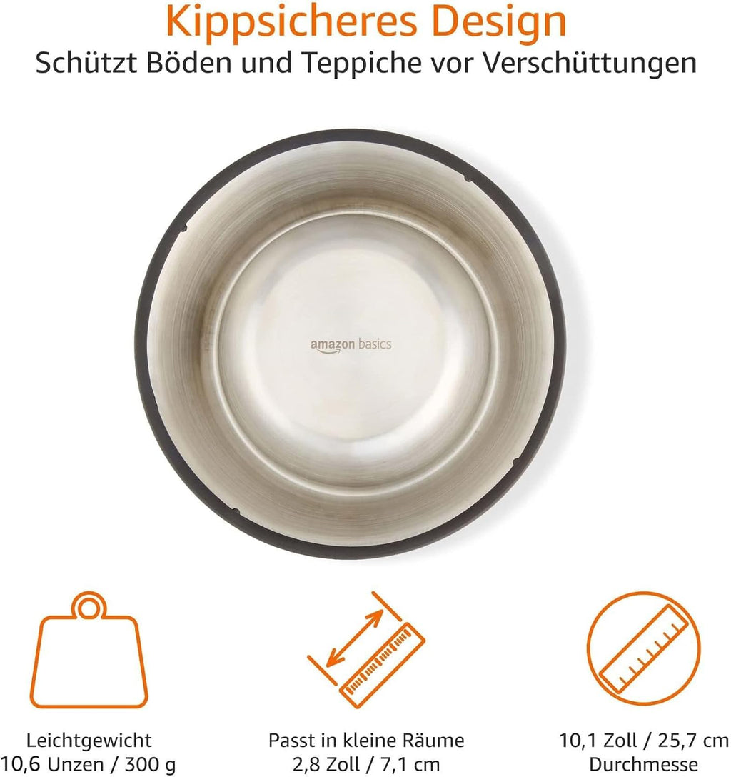Amazon Basics Hundenapf Edelstahl 946 ml 2er Set rutschfest Silberfarben
