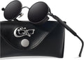 CGID Sonnenbrille rund Polarisiert UV400 Metallrahmen Retro Steampunk Unisex