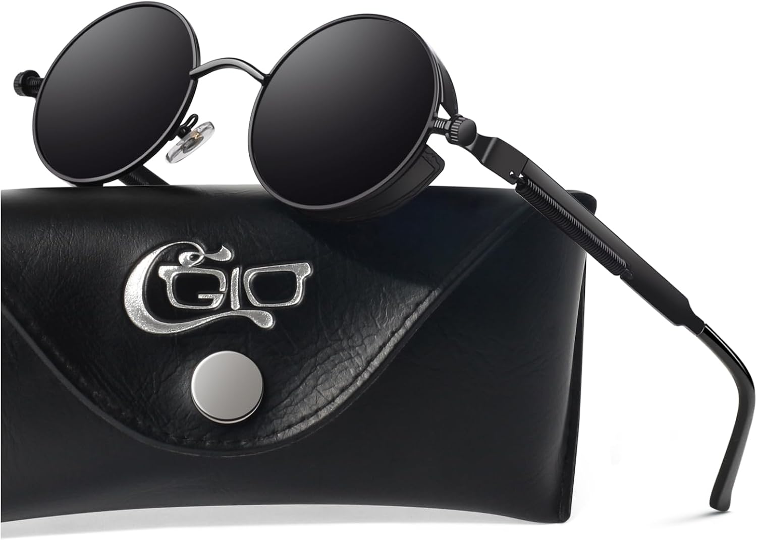 CGID Sonnenbrille rund Polarisiert UV400 Metallrahmen Retro Steampunk Unisex