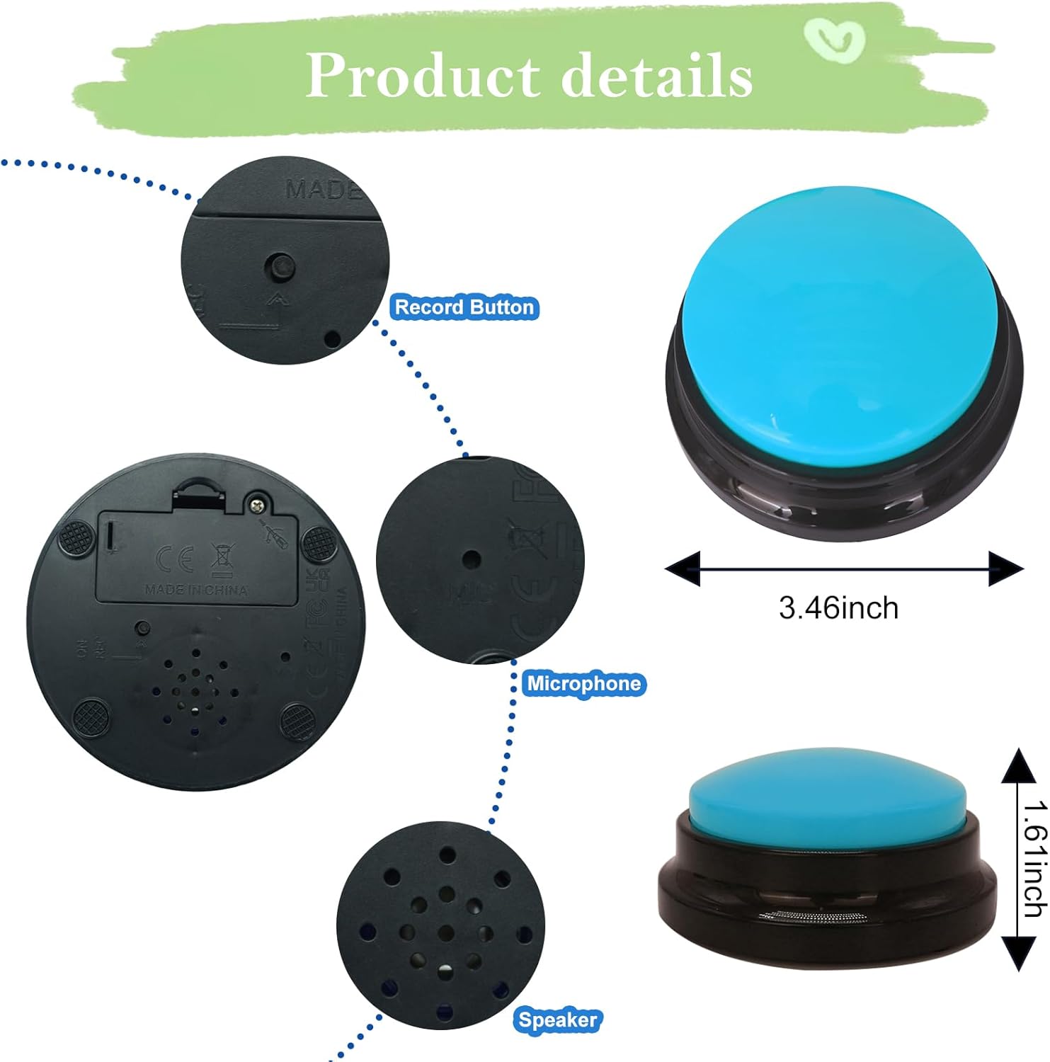 4er Set Hundetasten Sprachbuttons zur Kommunikation Hundetraining Aufnahme