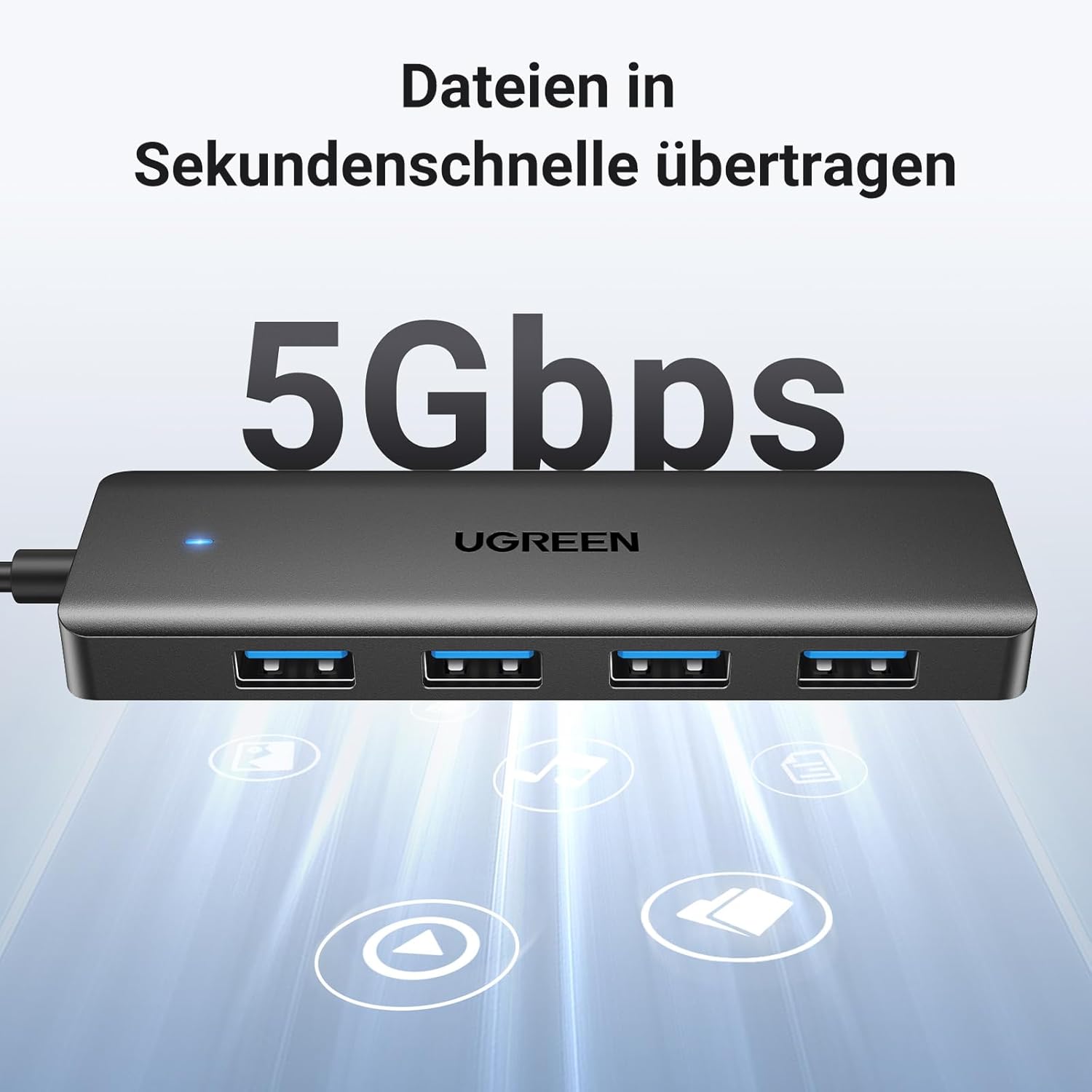 UGREEN USB 3.0 4‑Port Hub 5 Gbps mit 15cm-100cm Kabel