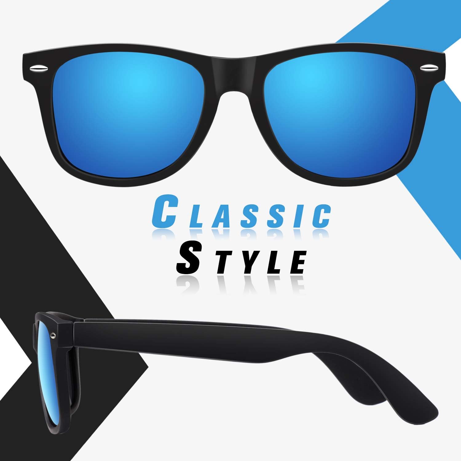 Sunier Sonnenbrille polarisiert Herren Damen Retro Vintage UV400 Kategorie 3 CE