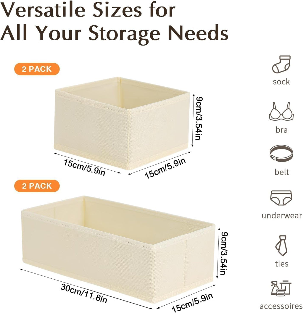 Kleiderschrank Organizer 12er Set faltbare Stoffboxen Beige