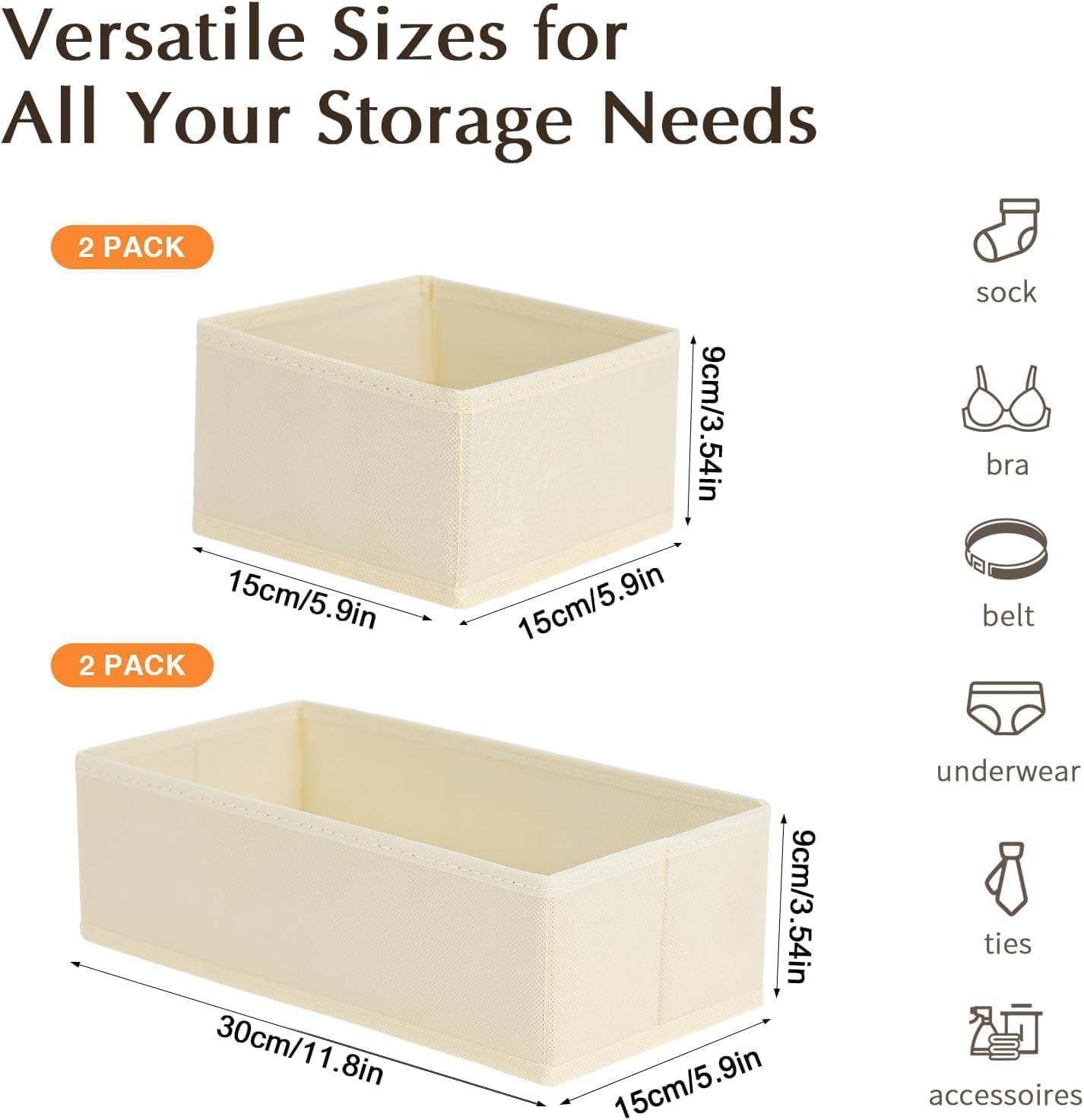 Kleiderschrank Organizer 12er Set faltbare Stoffboxen Beige