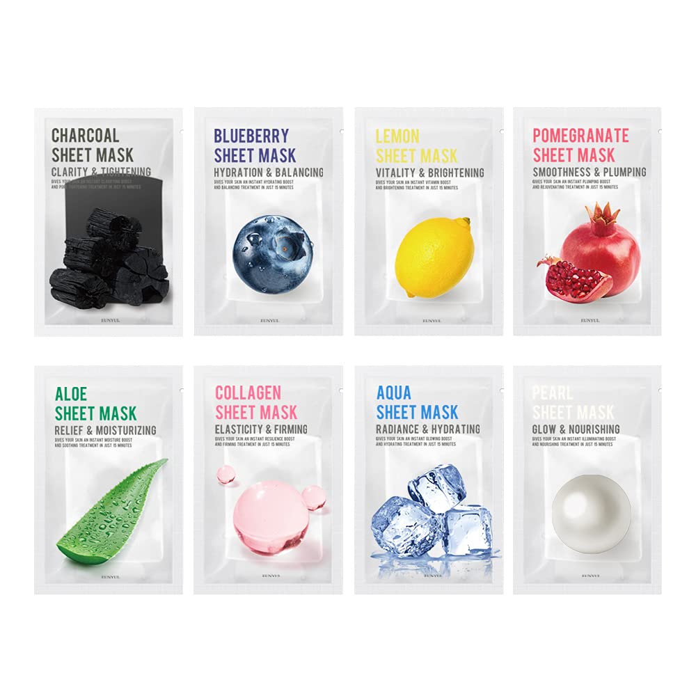 EUNYUL Purity Tuchmasken Set 8 Stueck Koreanische Gesichtsmasken