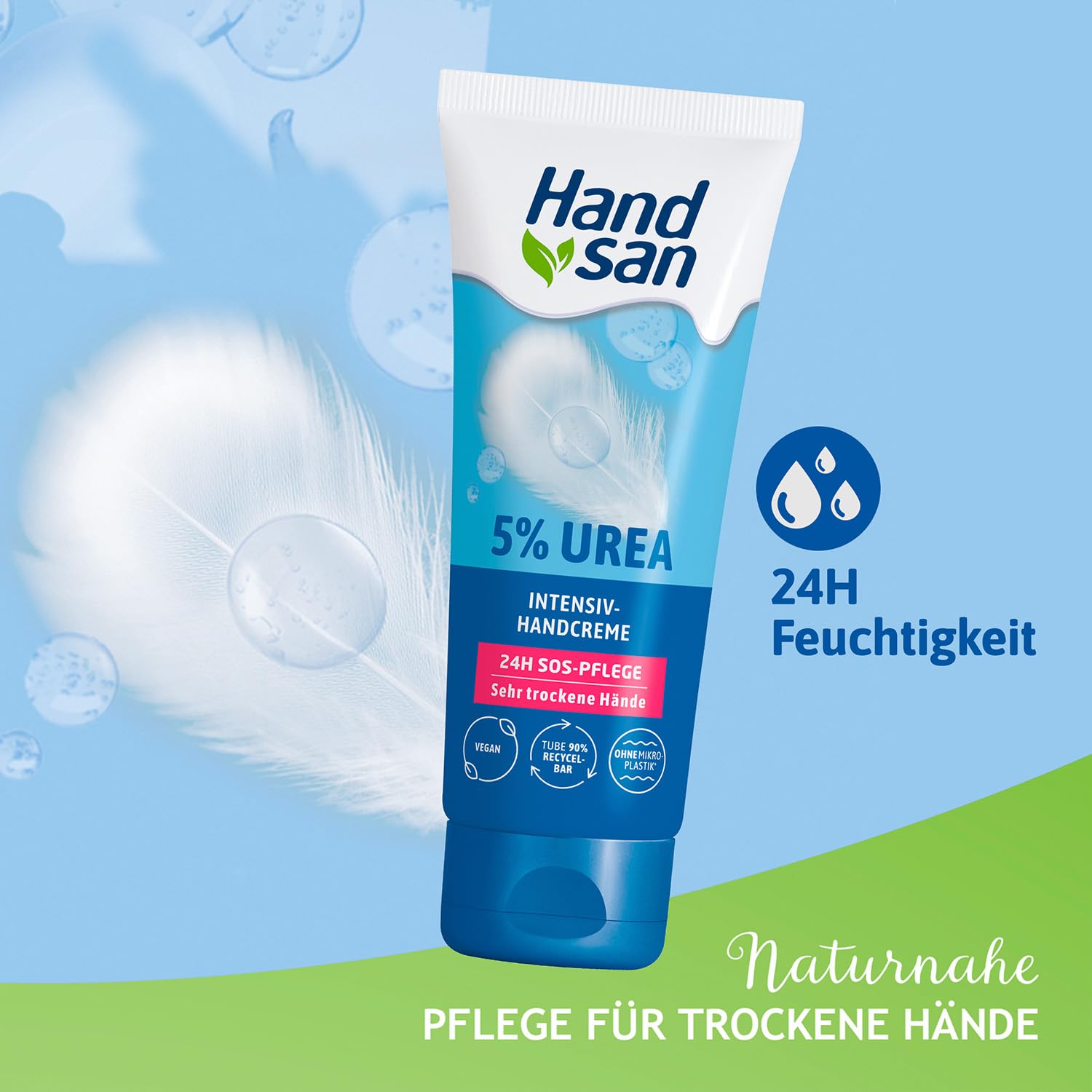 Handsan Urea Handcreme 5% fuer sehr trockene Haende, verschiedene Sorten