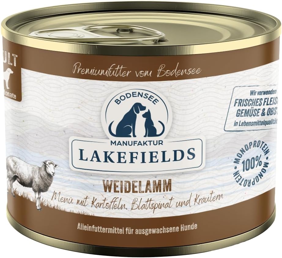 Lakefields Hundefutter nass Lamm 60% 6 x getreidefrei