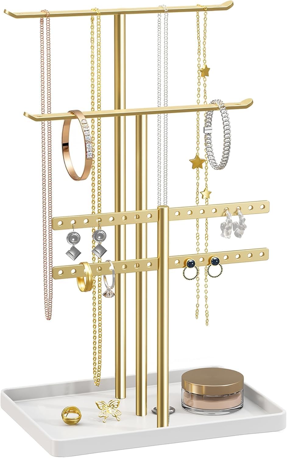 Schmuckstaender 4-stufig Weiss 32 cm fuer Halsketten Armbaender & Parfuem