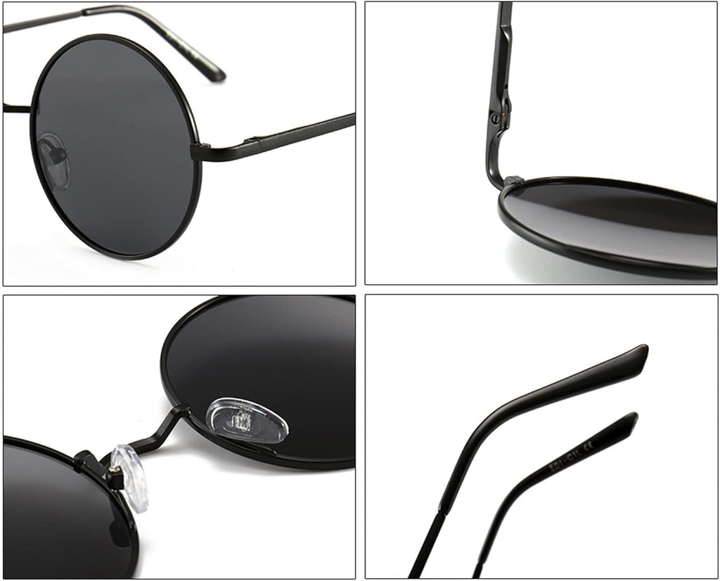 Polarisiert Sonnenbrille Herren Damen UV400 Metallrahmen rund Retro