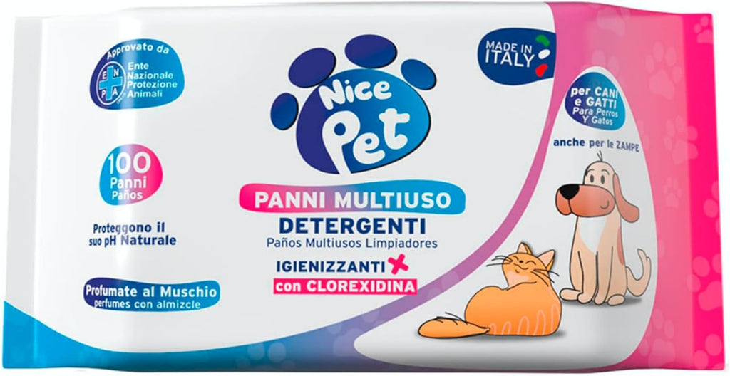 Nice Pet Reinigungstuecher fuer Hunde und Katzen mit Chlorhexidin 100 Stueck