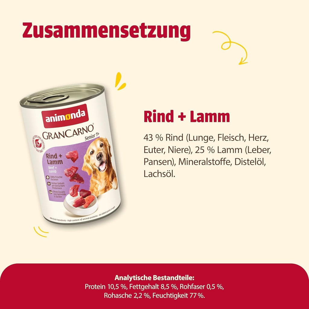 animonda GranCarno Senior Hundefutter Rind und Lamm Nassfutter