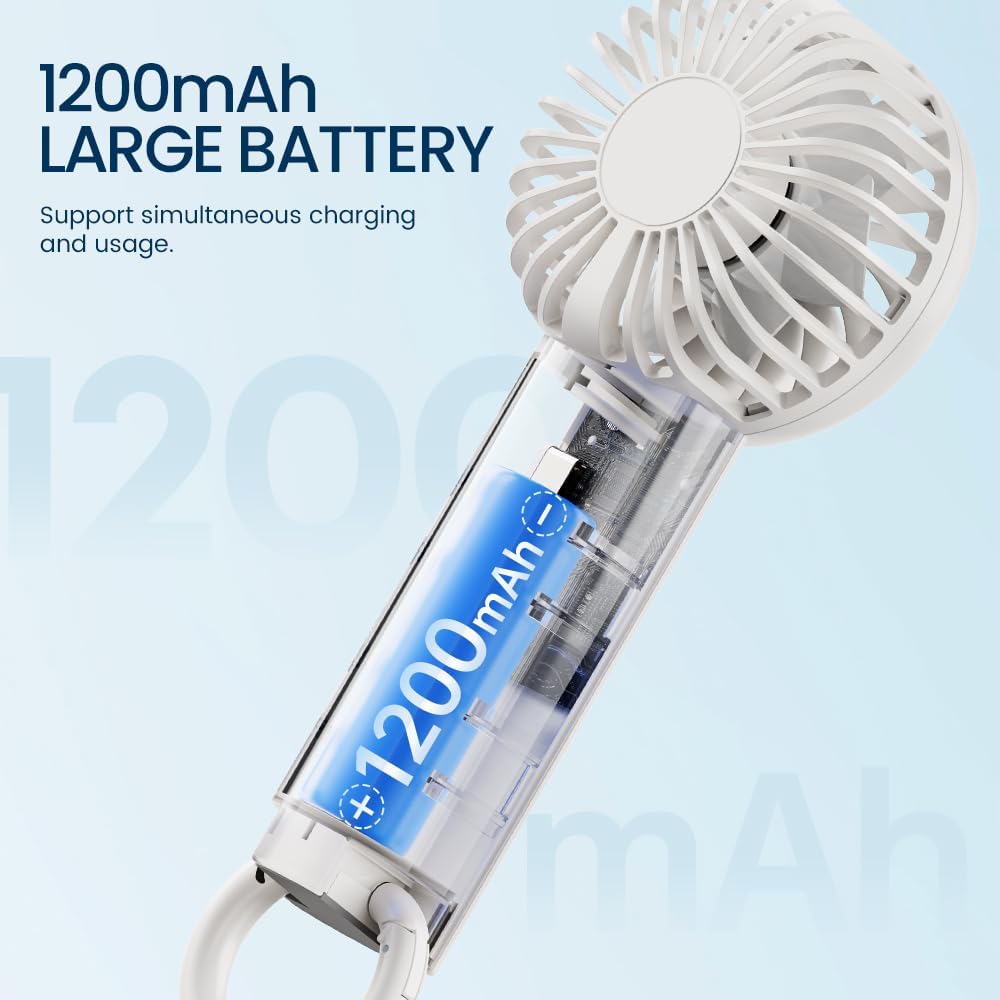 Mini Handventilator USB 3 Stufen tragbar fuer Buero, Zuhause, Reisen Weiss