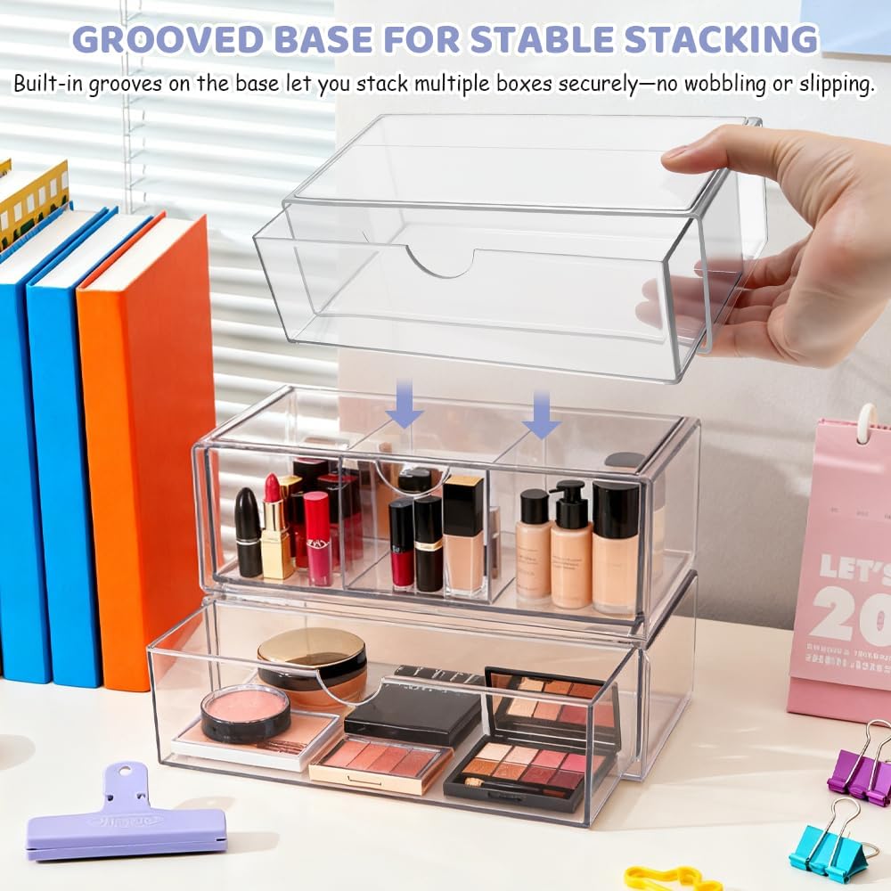 Acryl Schmink Organizer 3er Set stapelbar Kosmetik Aufbewahrung