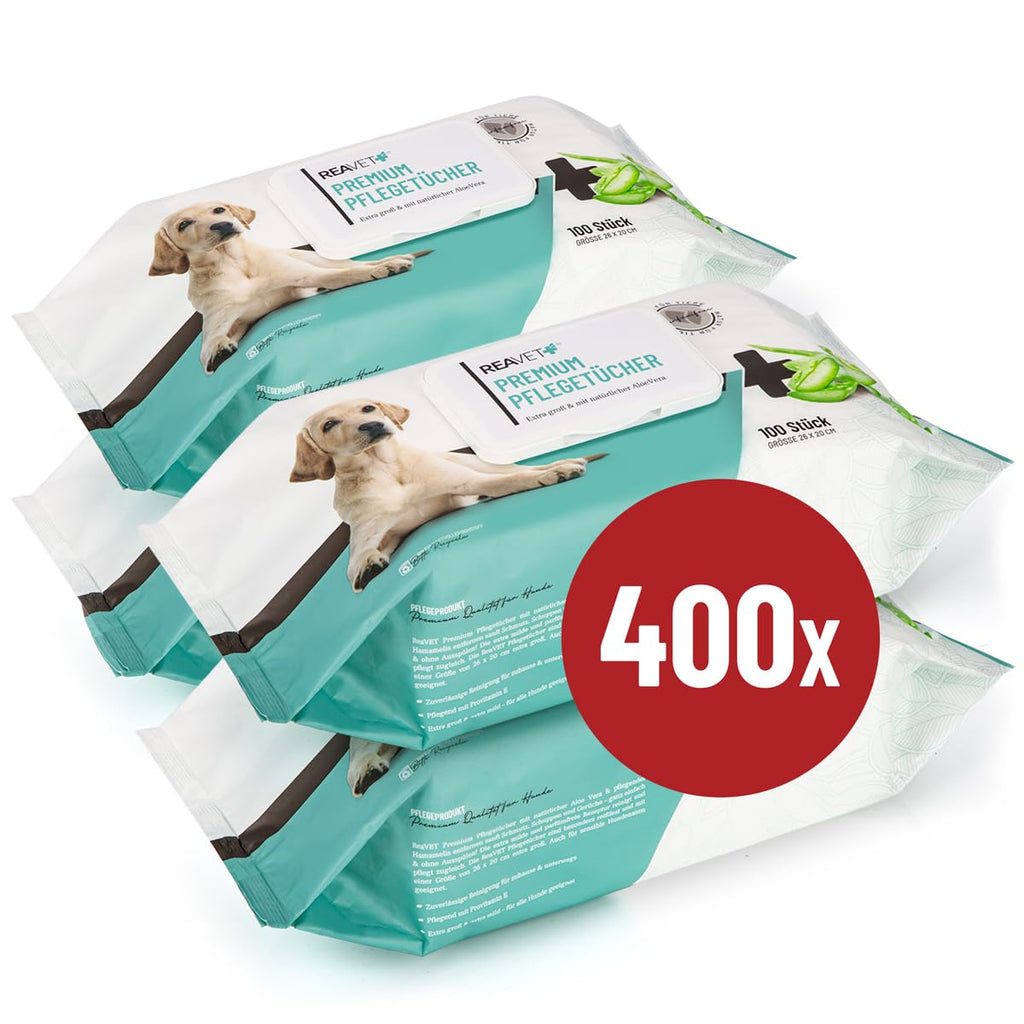 ReaVET Feuchttuecher fuer Hunde und Katzen 100 Stueck XXL hypoallergen reissfest
