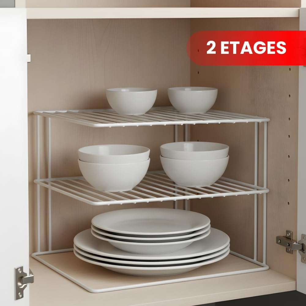 Eckschrank Organizer 2 Etagen Kuechenschrank Einsatz weiss 45cm-57cm