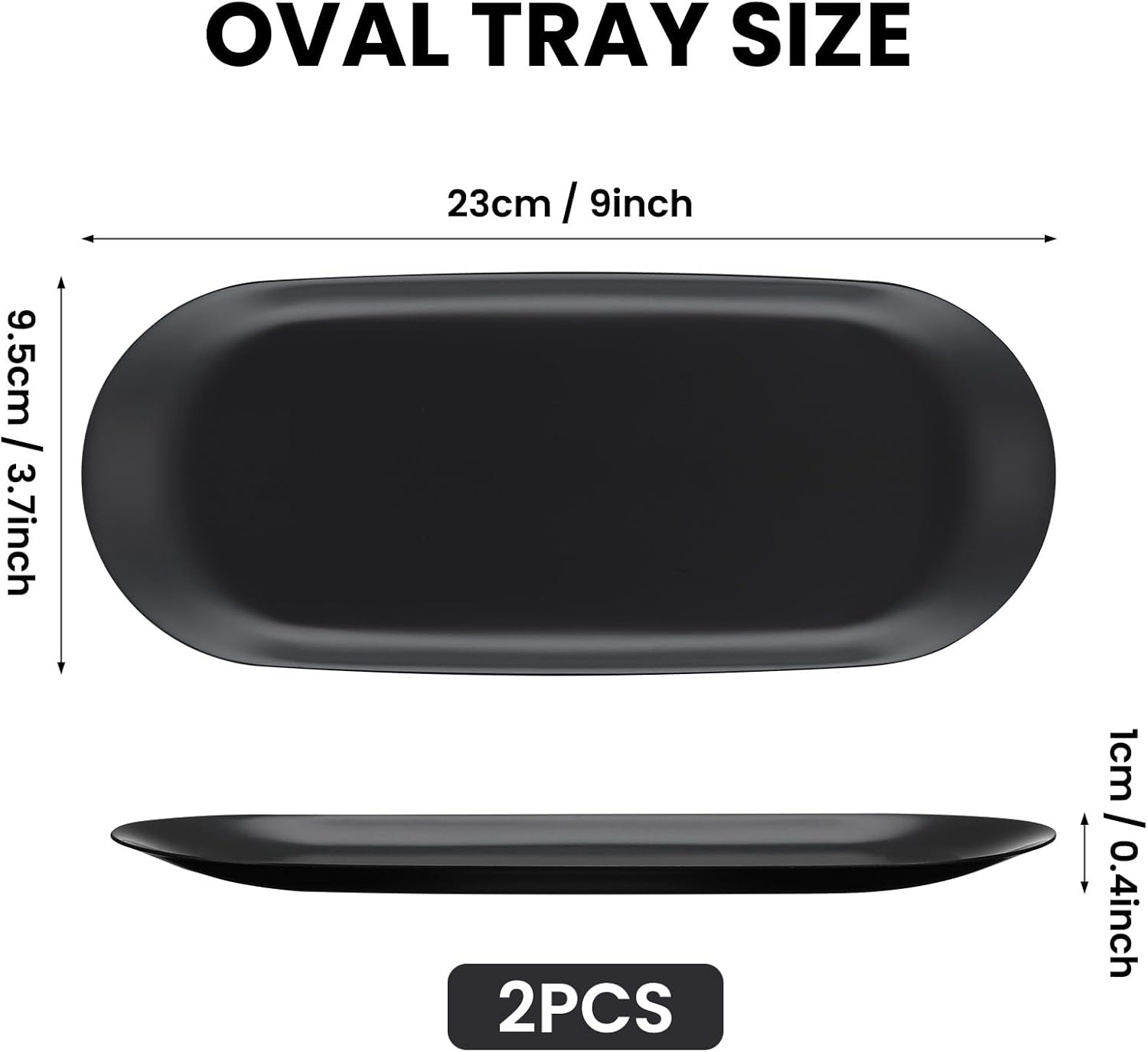 Edelstahl Tablett oval schwarz - dekoratives Schmucktablett klein elegant