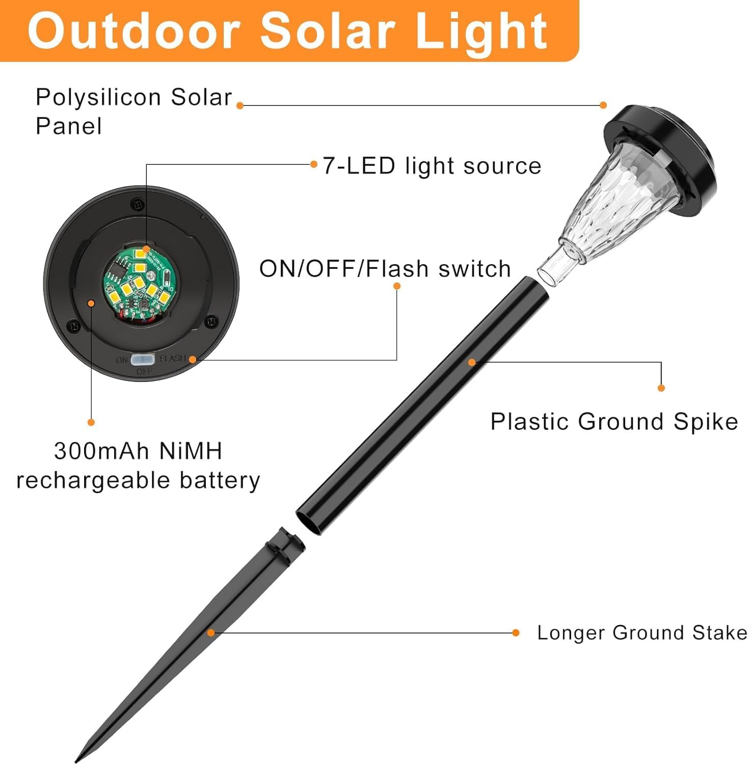 FIFlying Solar-Gartenlampen 6er Set Warmweiss 3000K IP65 LED Aussen 6cm
