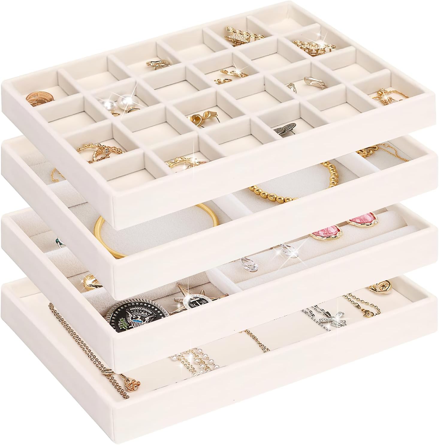 Schmuckorganizer Schublade Schmucktabletts Einsaetze Aufbewahrung fuer Ringe