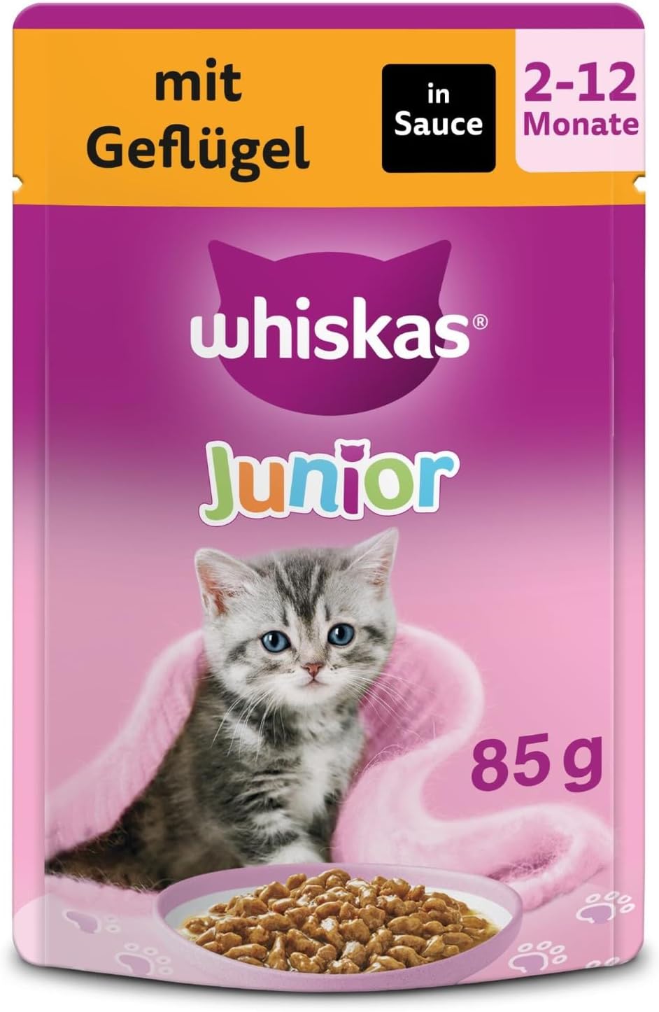 Whiskas Junior Katzenfutter Nassfutter 48 x fuer Kaetzchen 2-12 Monate