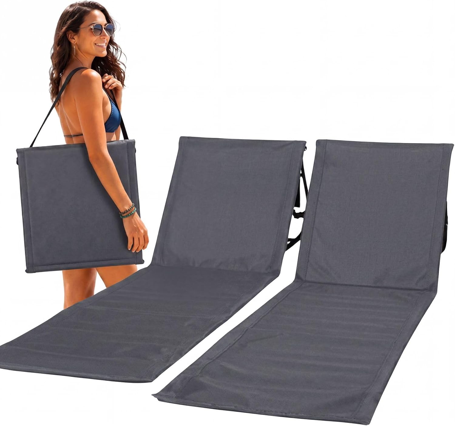 Intimo Living Strandliege klappbar verstellbar 152x51 cm Grau mit Tasche