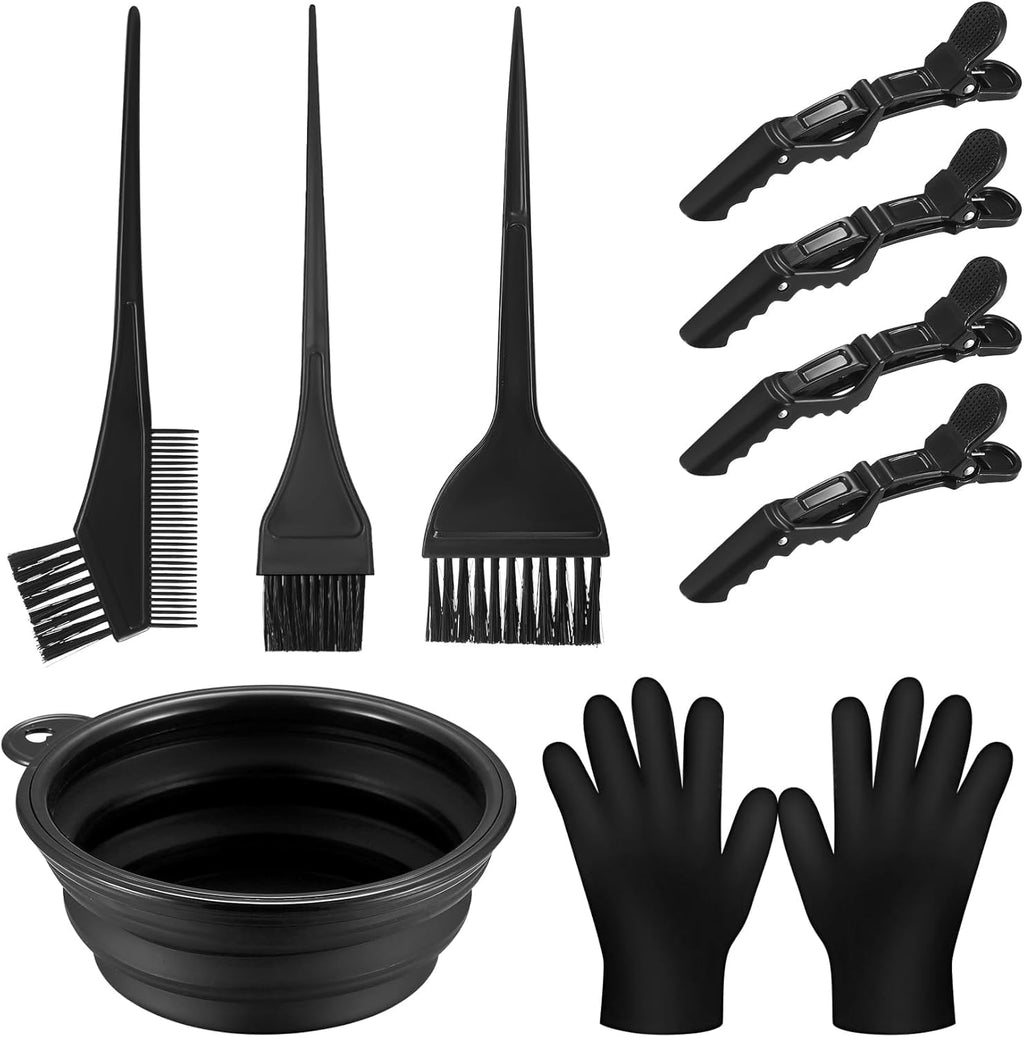 Haarfaerbe Set 9-teilig mit Pinsel Kamm Schale Handschuhe Buerste