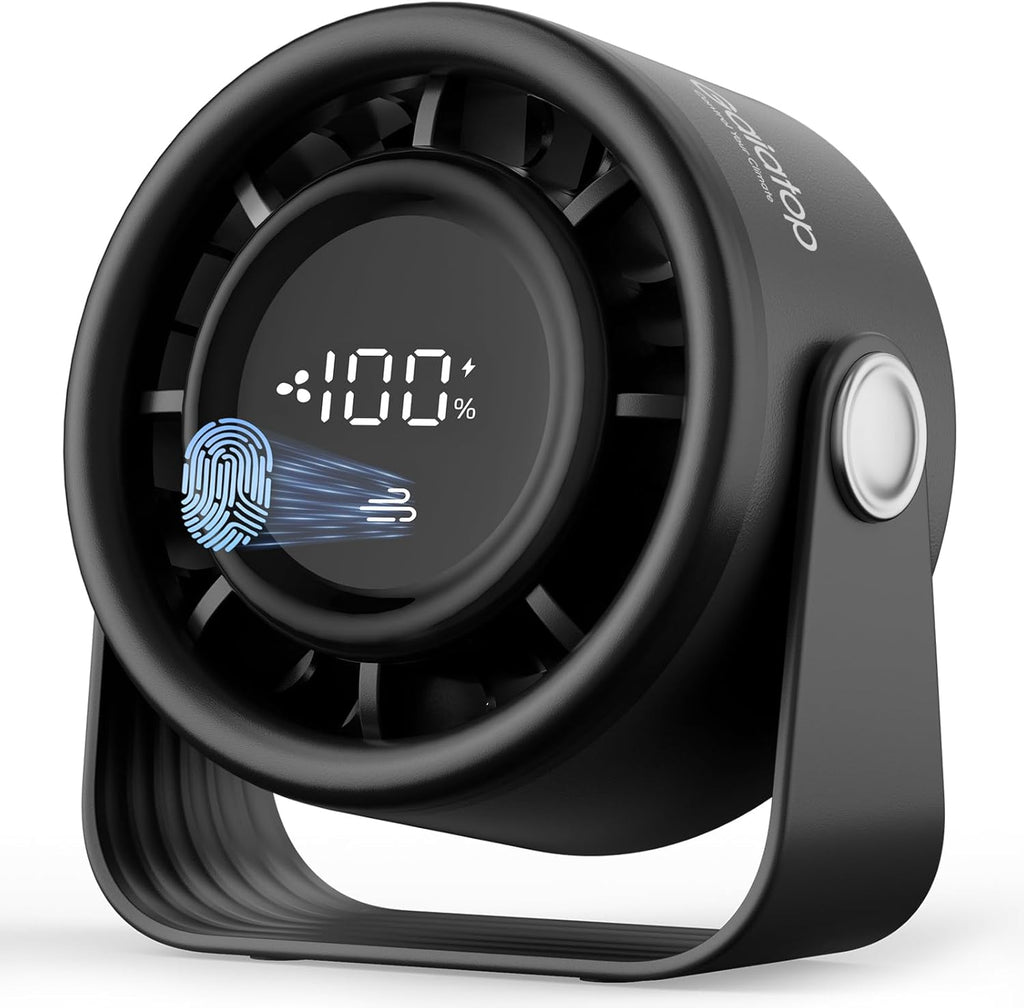 Gaiatop Akku Tischventilator USB 5 Stufen 360° neigbar Touch-Display Schwarz