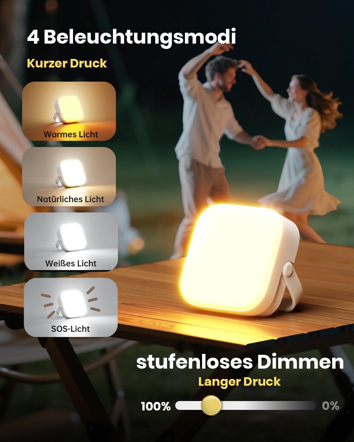Eventek Campinglampe 4000 Lumen 10000 mAh Akku, IP65 Aufladbar, 4 Modi, 2er-Set