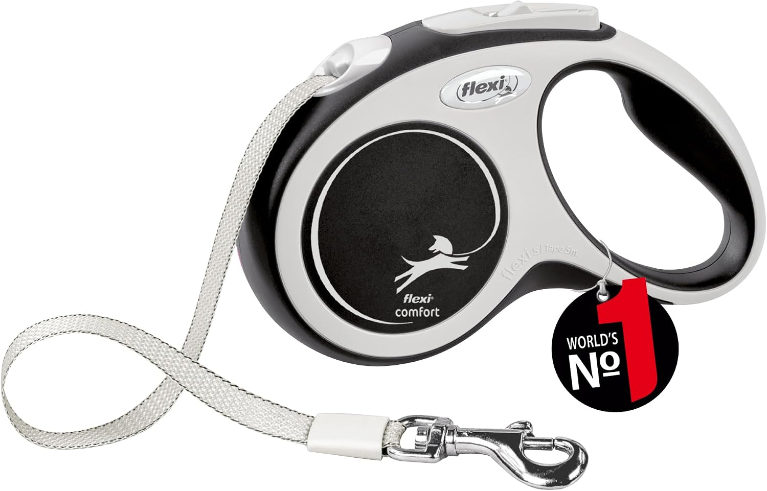 flexi Comfort S 5 m Gurt-Rollleine Schwarz fuer Hunde bis 15 kg 221 g