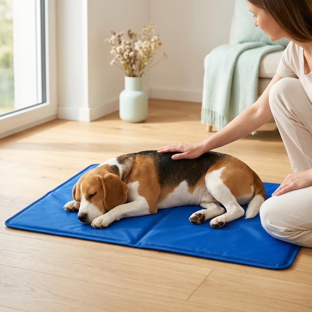 MIJOMA Kuehlmatte fuer Hunde und Katzen 45 cm Wassertropfen, 40cm-65cm