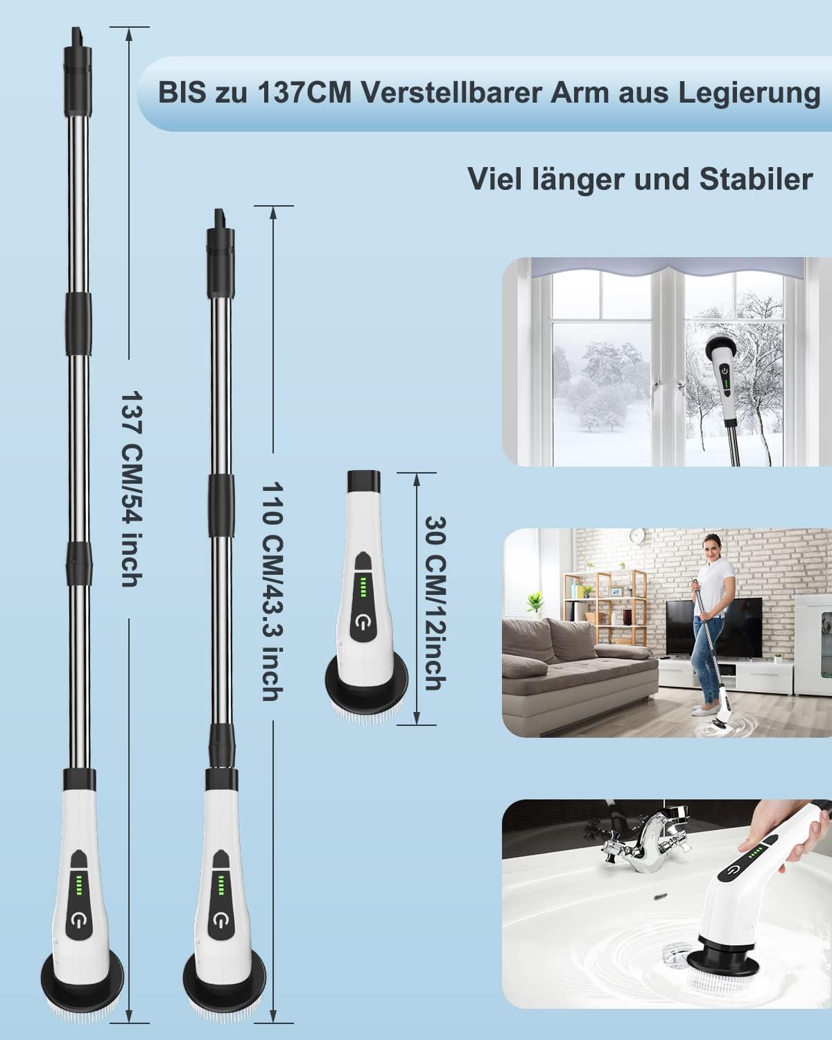 Elektrische Reinigungsbuerste Akkubetrieben mit 8 Buersten Spin Scrubber