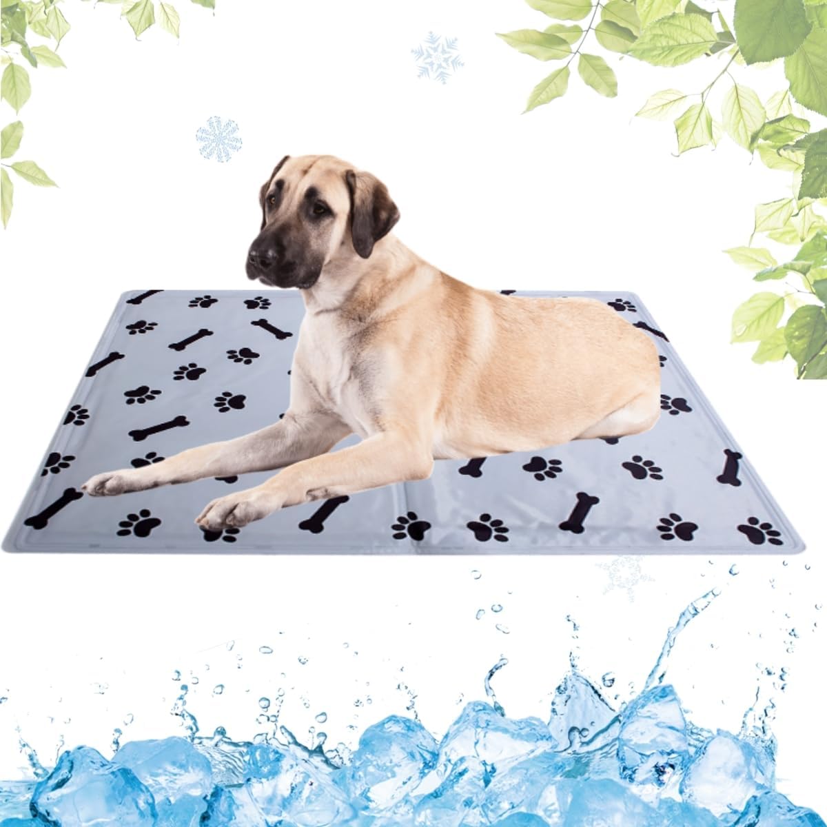 Kuehlmatte Hund 30x40 cm mit ungiftigem Gel, selbstkuehlend, waschbar, Knochen