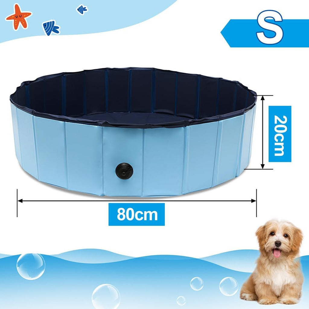 Gimisgu Hundepool 80x20 cm faltbar rutschfest Planschbecken mit Reparaturset Bla