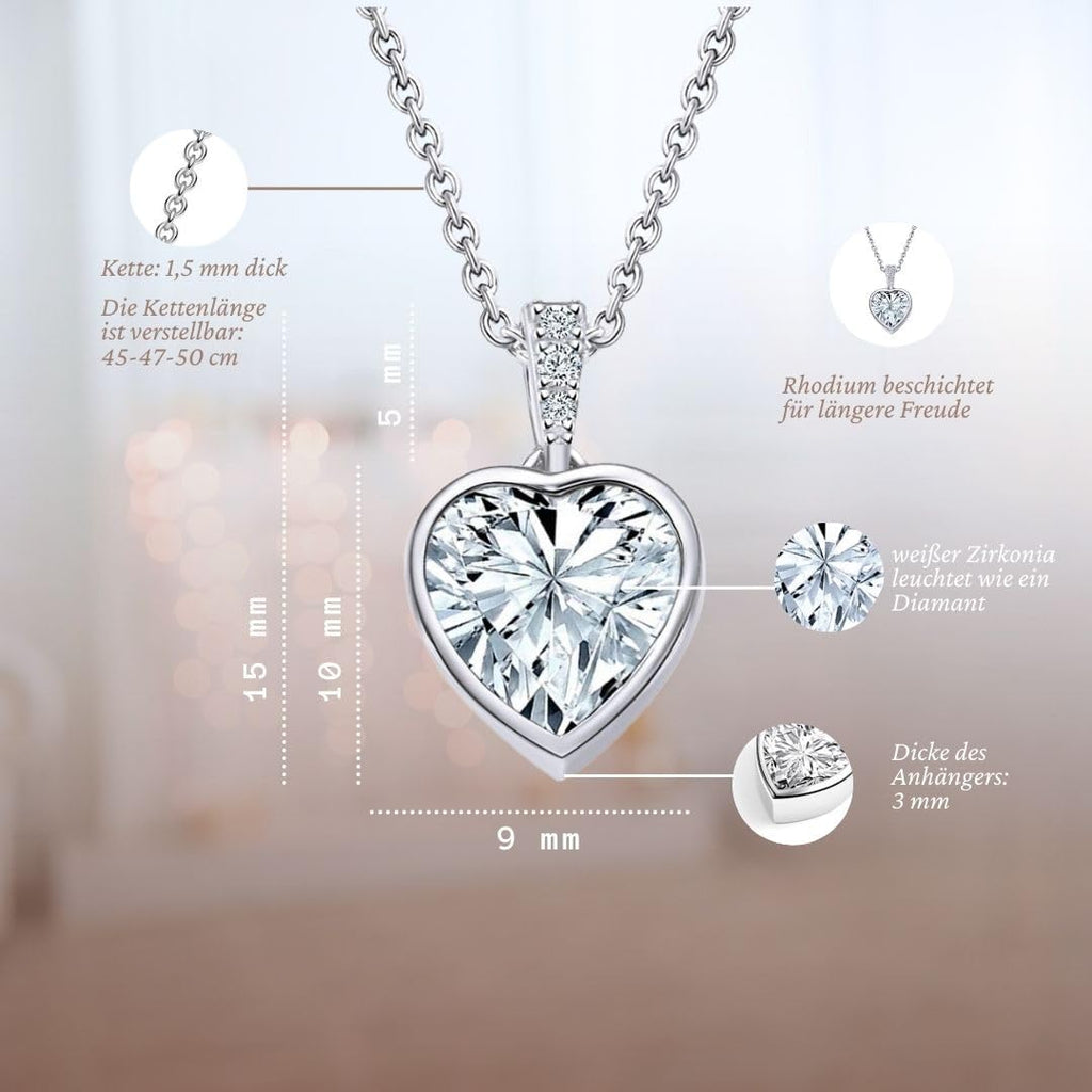925er Silber Herz Halskette ICH LIEBE DICH Anhaenger Damen