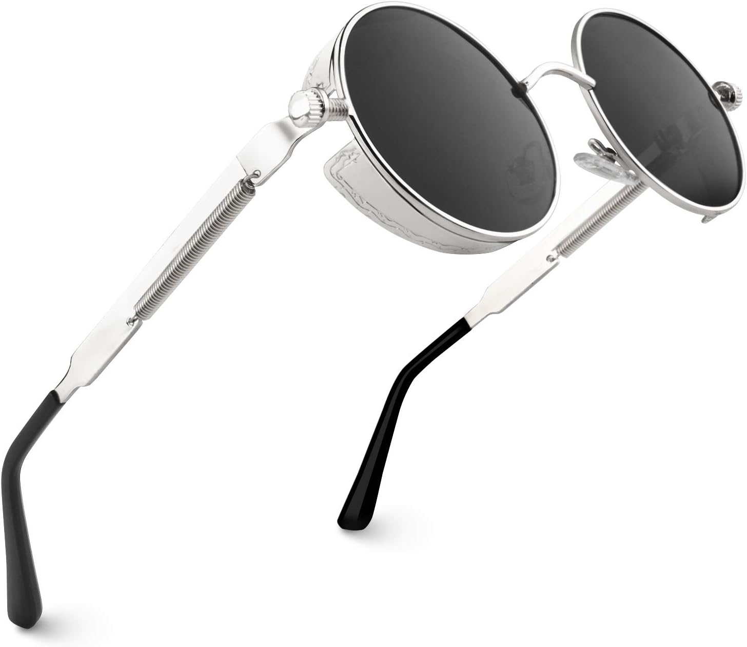 CGID Sonnenbrille rund Polarisiert UV400 Metallrahmen Retro Steampunk Unisex