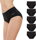 anqier Damen Unterhosen 5er Pack Baumwolle Stretch hohe Taille XS-3XL