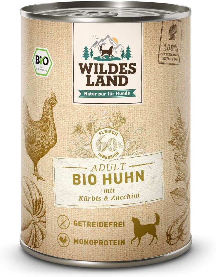 WILDES LAND Ente Nassfutter 12x400g verschiedene Sorten getreidefrei