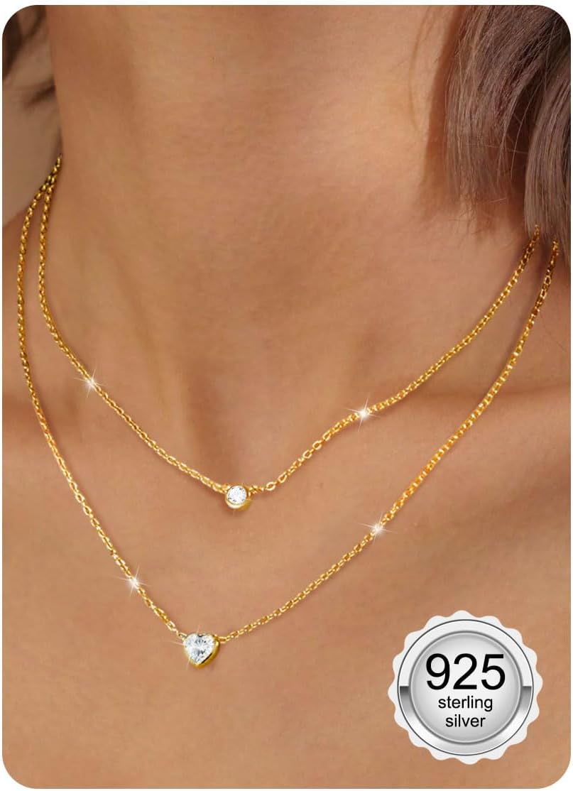 ORAZIO Damen Halskette Silber 925 Rosegold Gold Herz Schmetterling Zirkon