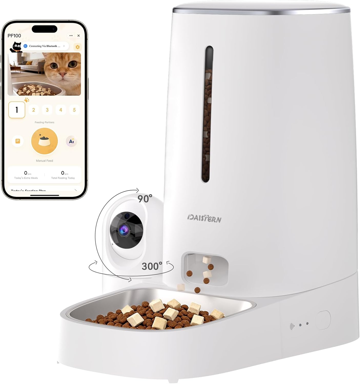 Futterautomat fuer Katze und Hund 4L mit 1080P Kamera Nachtsicht und WLAN